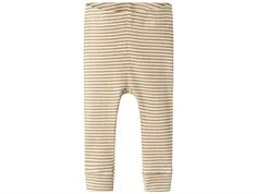 Name It søde leggings med striber i brun og råhvid til baby